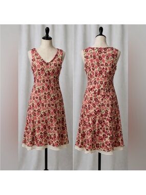 BNWT Ann Taylor 100% Silk Floral Dress Sleeveless A-Line Midi Lined Y2K VTG